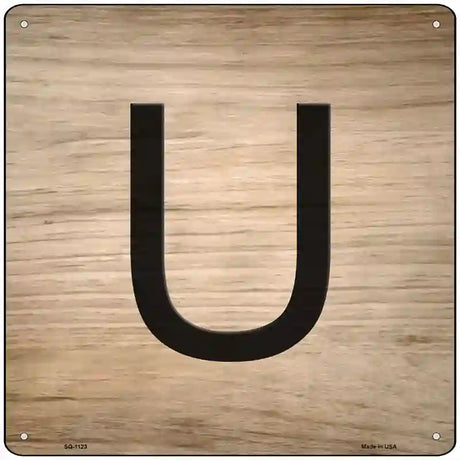 U Letter Tile Novelty Metal Square Sign 12" (SQ)