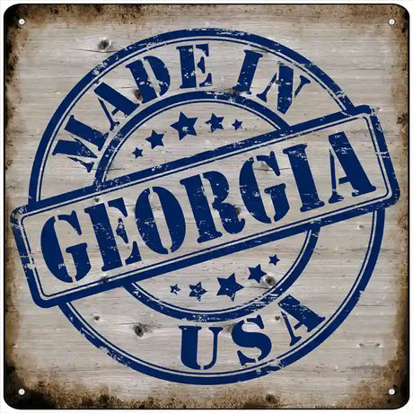 Georgia Stamp On Wood Novelty Metal Square Sign 12" (SQ)