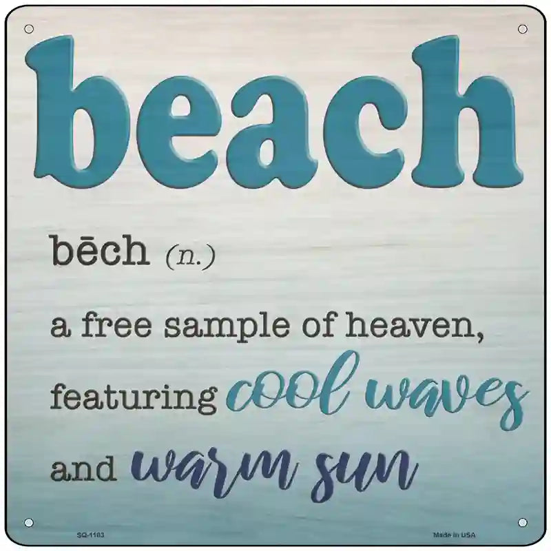 Beach Novelty Metal Square Sign 12" (SQ)