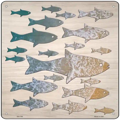 School of Fish Novelty Metal Square Sign 12" (SQ)