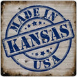 Kansas Stamp On Wood Novelty Metal Square Sign 12" (SQ)