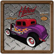 Purple Flames Hotrod Novelty Metal Square Sign 12" (SQ)