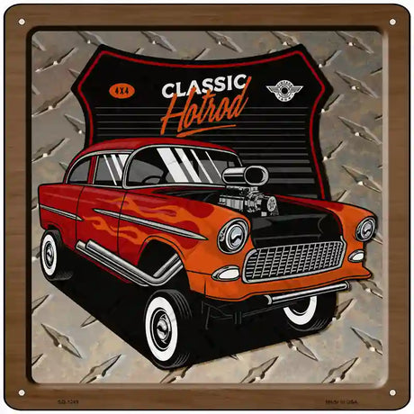 Classic Hotrod Flames Novelty Metal Square Sign 12" (SQ)