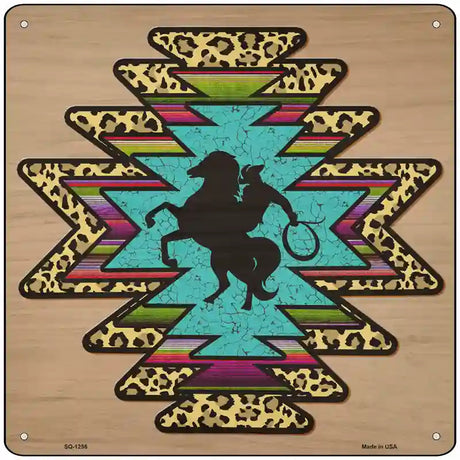 Bronco Turquoise Novelty Metal Square Sign 12" (SQ)