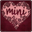 Mini Heart Rose Novelty Metal Square Sign 12" (SQ)