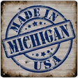 Michigan Stamp On Wood Novelty Metal Square Sign 12" (SQ)