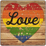 Love Distressed Rainbow Novelty Metal Square Sign 12" (SQ)