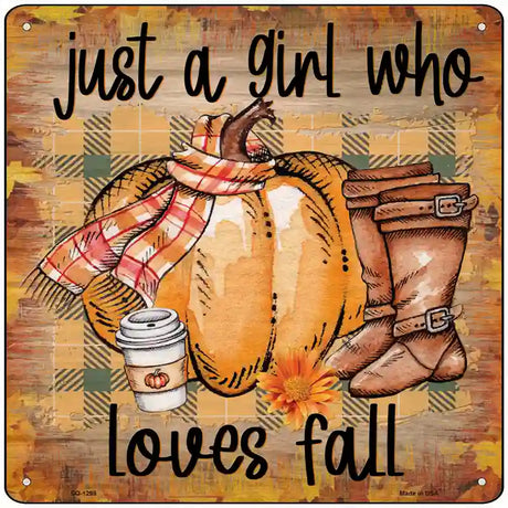 Loves Fall Novelty Metal Square Sign 12" (SQ)