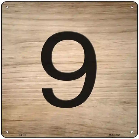 9 Number Tiles Novelty Metal Square Sign 12" (SQ)