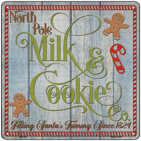 North Pole Milk and Cookie Co Novelty Metal Square Sign 12" (SQ)