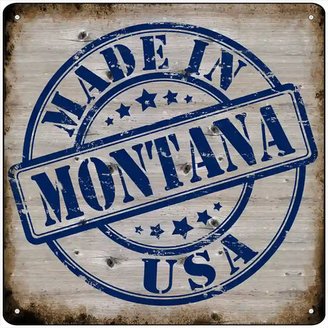 Montana Stamp On Wood Novelty Metal Square Sign 12" (SQ)