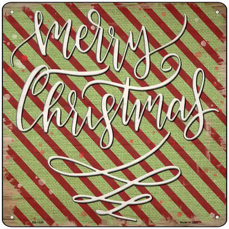 Merry Christmas Red and Green Novelty Metal Square Sign 12" (SQ)