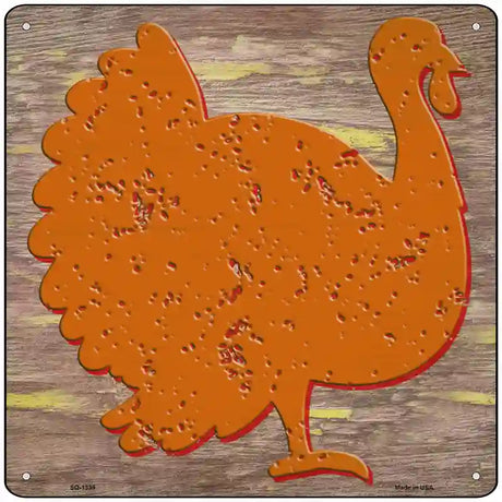 Orange Turkey Novelty Metal Square Sign 12" (SQ)