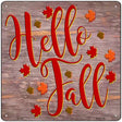 Hello Fall Purple Novelty Metal Square Sign 12" (SQ)