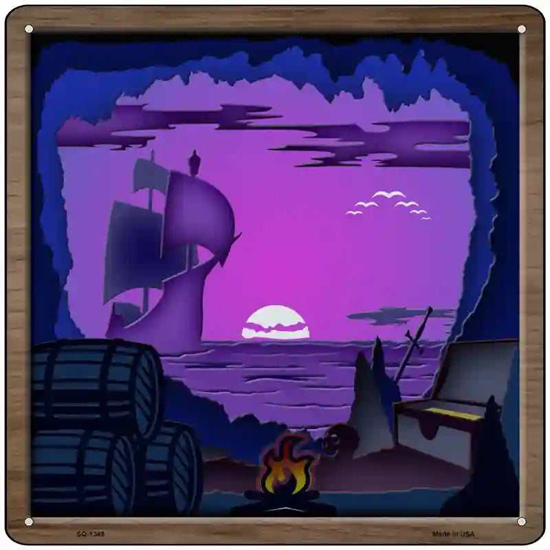 Pirate Cove Shadow Box Novelty Metal Square Sign 12" (SQ)