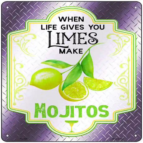 Make Mojitos Purple Novelty Metal Square Sign 12" (SQ)