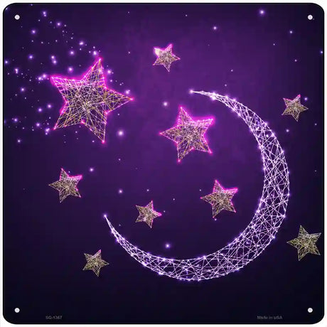 Moon and Stars Novelty Metal Square Sign 12" (SQ)