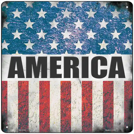 America Flag Background Novelty Metal Square Sign 12" (SQ)