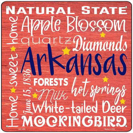 Arkansas Motto Novelty Metal Square Sign 12" (SQ)