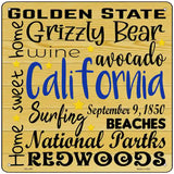 California Motto Novelty Metal Square Sign 12" (SQ)