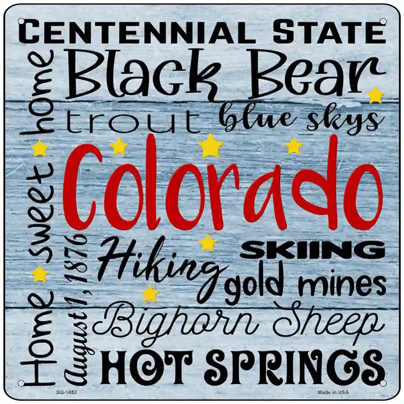 Colorado Motto Novelty Metal Square Sign 12" (SQ)