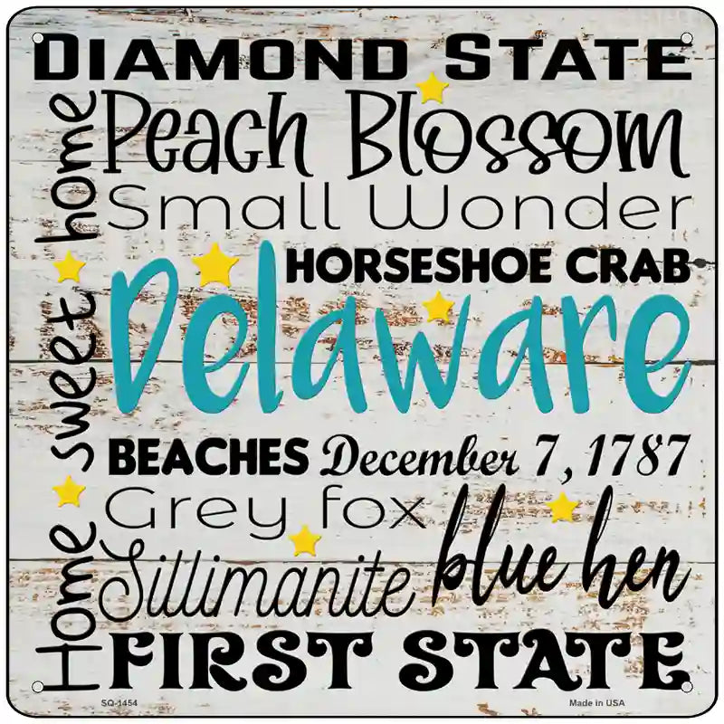 Delaware Motto Novelty Metal Square Sign 12" (SQ)