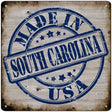 South Carolina Stamp On Wood Novelty Metal Square Sign 12" (SQ)