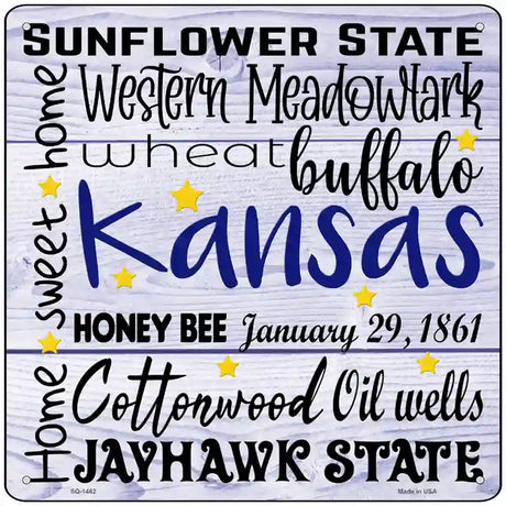 Kansas Motto Novelty Metal Square Sign 12" (SQ)