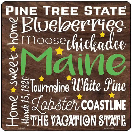 Maine Motto Novelty Metal Square Sign 12" (SQ)