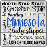 Minnesota Motto Novelty Metal Square Sign 12" (SQ)