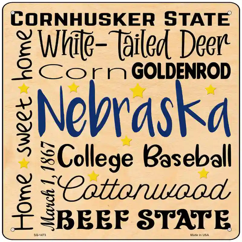 Nebraska Motto Novelty Metal Square Sign 12" (SQ)