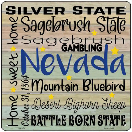 Nevada Motto Novelty Metal Square Sign 12" (SQ)