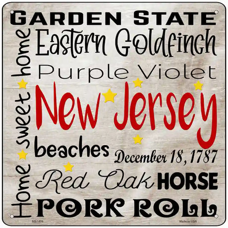 New Jersey Motto Novelty Metal Square Sign 12" (SQ)