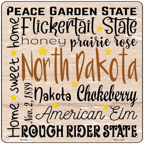 North Dakota Motto Novelty Metal Square Sign 12" (SQ)