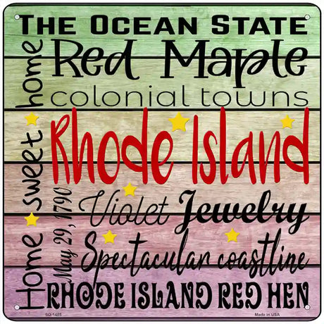 Rhode Island Motto Novelty Metal Square Sign 12" (SQ)