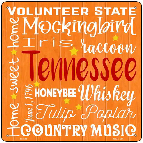 Tennessee Motto Novelty Metal Square Sign 12" (SQ)