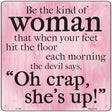 Kind Of Woman Devil Says Oh Crap Novelty Metal Square Sign 12" (SQ)