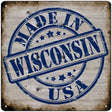 Wisconsin Stamp On Wood Novelty Metal Square Sign 12" (SQ)