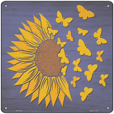 Sunflower Petals Turn To Butterflys Novelty Metal Square Sign 12" (SQ)