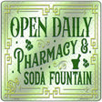 Pharmacy and Soda Fountain Novelty Metal Square Sign 12" (SQ)