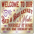 Bed and Breakfast Novelty Metal Square Sign 12" (SQ)