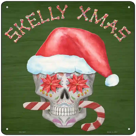 Skelly Xmas Novelty Metal Square Sign 12" (SQ)