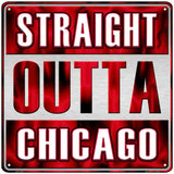 Straight Outta Chicago Red Novelty Metal Square Sign 12" (SQ)