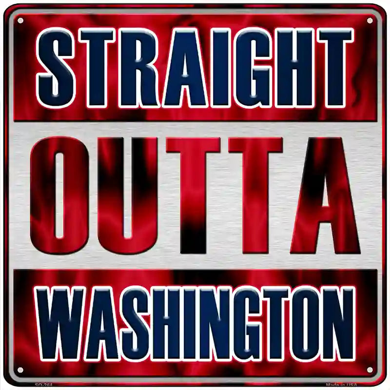 Straight Outta Washington Blue Novelty Metal Square Sign 12" (SQ)