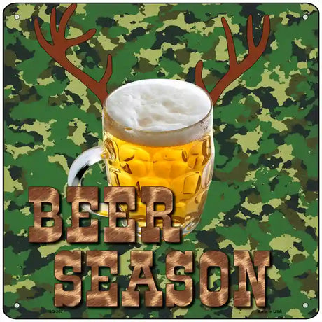 Beer Season Novelty Metal Square Sign 12" (SQ)