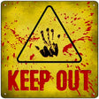 Keep Out Triangle With Handprint and Blood Novelty Metal Square Sign 12" (SQ)