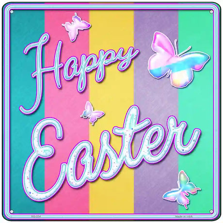 Happy Easter with Butterflies Novelty Square Sign 12" (SQ)