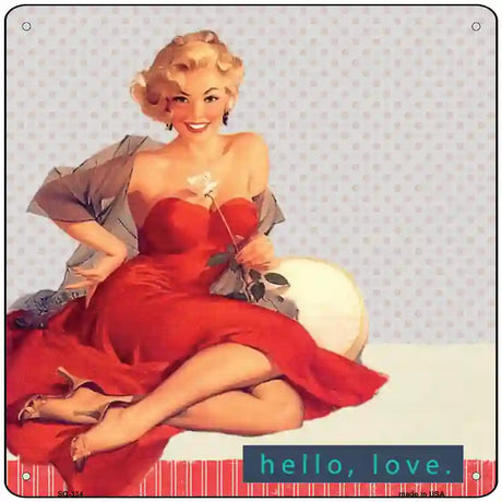 Hello Love Novelty Metal Square Sign 12" (SQ)