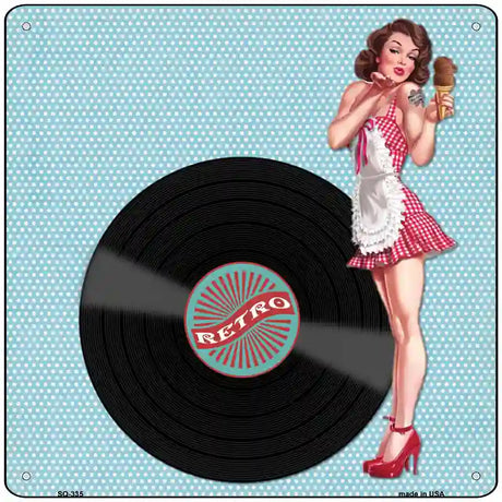 Retro Girl Novelty Metal Square Sign 12" (SQ)