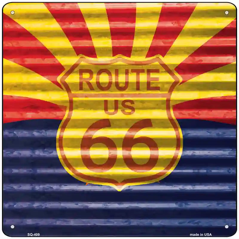 Route 66 Arizona Flag Novelty Square Sign 12" (SQ)